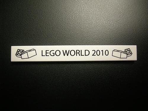 Tile 1 x 8 with 'LEGO WORLD 2010' and Bricks Pattern