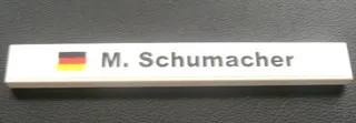 Tile 1 x 8 with German Flag and Black 'M. Schumacher' Pattern (Sticker) - Sets 8144-1 / 8672