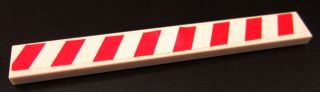 Tile 1 x 8 with Red and White Danger Stripes Pattern (Sticker) - Set 8147