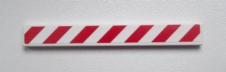 Tile 1 x 8 with Red and White Danger Stripes Pattern Model Left Side (Sticker) - Set 60017