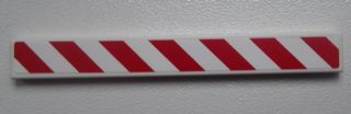 Tile 1 x 8 with Red and White Danger Stripes Pattern Model Right Side (Sticker) - Set 60017