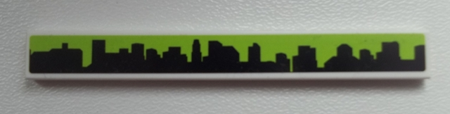 Tile 1 x 8 with Black Skyline on Lime Background Pattern (Sticker) - Set 60026