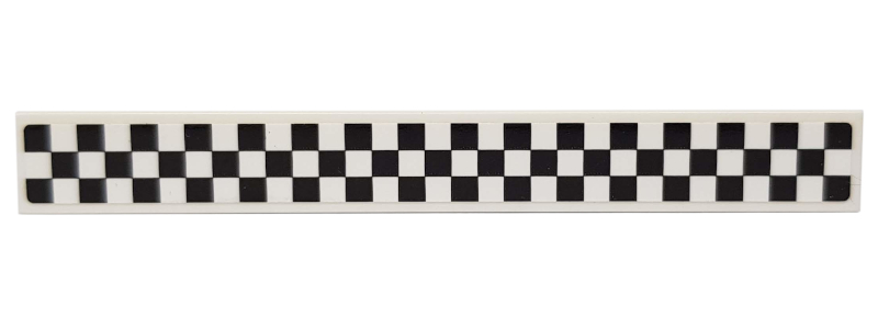 Tile 1 x 8 with Black Checkered Pattern on White Background (Sticker) - Sets 75874 / 76898 / 76899