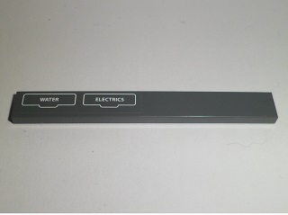 Tile 1 x 8 with White 'WATER' and 'ELECTRICS' Pattern Left (Sticker) - Set 60097