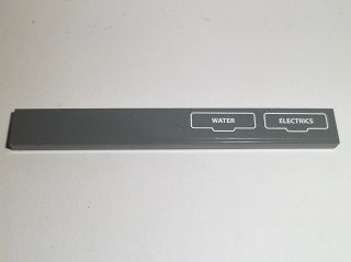 Tile 1 x 8 with White 'WATER' and 'ELECTRICS' Pattern Right (Sticker) - Set 60097