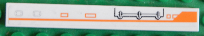 Tile 1 x 8 with Orange Line and Mechanical Pattern Model Right Side (Sticker) - Set 7645