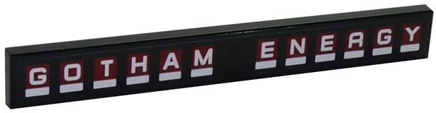 Tile 1 x 8 with White 'GOTHAM ENERGY' Pattern (Sticker) - Set 70910