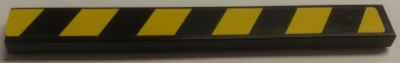Tile 1 x 8 with Black and Yellow Danger Stripes Pattern Model Left Side (Sticker) - Set 8491