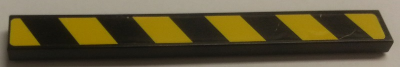 Tile 1 x 8 with Black and Yellow Danger Stripes Pattern Model Right Side (Sticker) - Set 8491