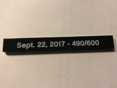Tile 1 x 8 with 'Sept. 22, 2017 - xxx/600' Pattern