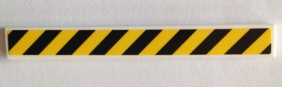 Tile 1 x 8 with Black and Yellow Danger Stripes Pattern (Sticker) - Set 40170
