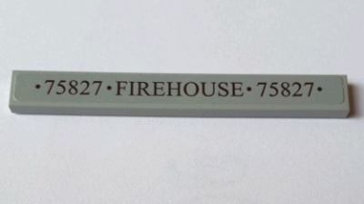 Tile 1 x 8 with '75827 FIREHOUSE 75827' Pattern (Sticker) - Set 75827