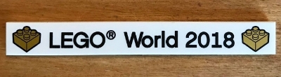 Tile 1 x 8 with 'LEGO World 2018' and Bricks Pattern