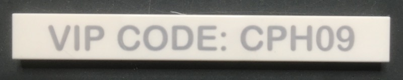 Tile 1 x 8 with Light Bluish Gray 'VIP CODE: CPH09' Pattern