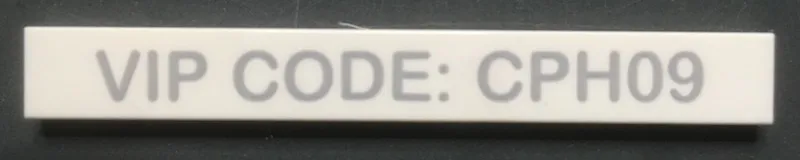 Tile 1 x 8 with Light Bluish Gray 'VIP CODE: CPH09' Pattern