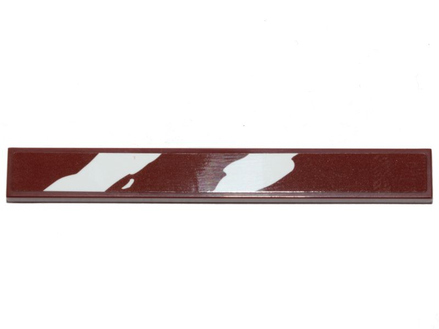 Tile 1 x 8 with 2 Rugged White Diagonal Stripes on Reddish Brown Background Pattern (Sticker) - Set 75254