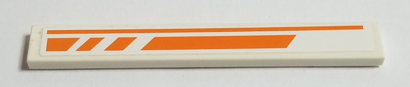 Tile 1 x 8 with Orange Line and Broken Stripe Pattern Model Left Side (Sticker) - Set 7690