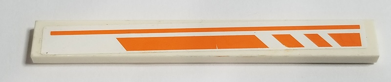 Tile 1 x 8 with Orange Line and Broken Stripe Pattern Model Right Side (Sticker) - Set 7690