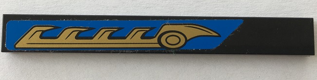 Tile 1 x 8 with Gold Blade with Serrated Teeth on Blue Background Pattern Model Right Side (Sticker) - Set 70731