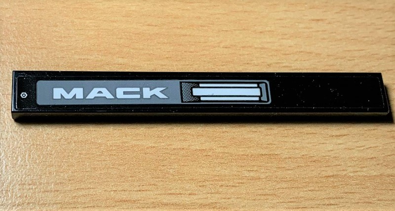 Tile 1 x 8 with White 'MACK' on Dark Bluish Gray Background Pattern (Sticker) - Set 42078