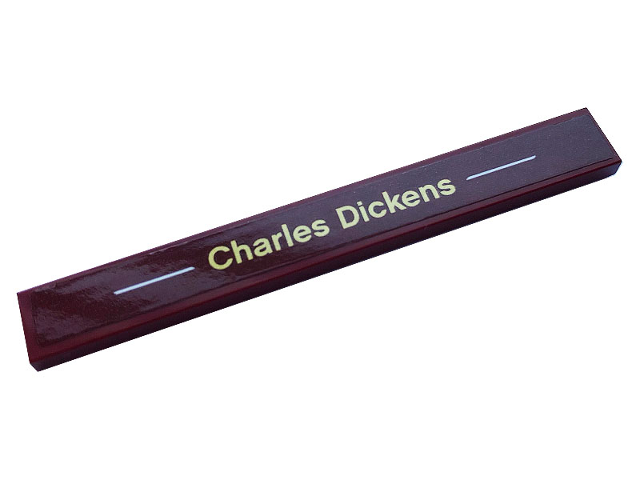 Tile 1 x 8 with White Lines and Gold 'Charles Dickens' Pattern (Sticker) - Set 40410