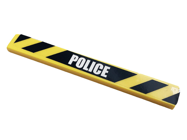 Tile 1 x 8 with 'POLICE' and Black and Yellow Danger Stripes Pattern (Sticker) - Set 60141