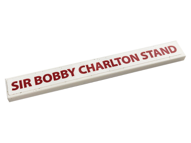 Tile 1 x 8 with Red 'SIR BOBBY CHARLTON STAND' Pattern (Sticker) - Set 10272