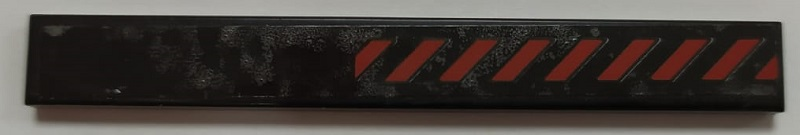 Tile 1 x 8 with Red Danger Stripes Pattern (Sticker) - Set 70908