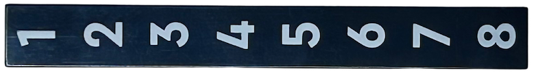 Tile 1 x 8 with White Numbers 1, 2, 3, 4, 5, 6, 7, and 8 Pattern
