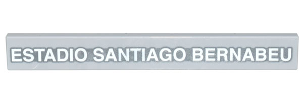 Tile 1 x 8 with White and Silver 'ESTADIO SANTIAGO BERNABEU' Pattern
