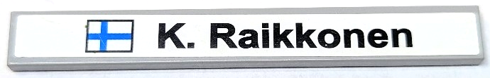 Tile 1 x 8 with Finnish Flag and Black 'K. Raikkonen' Pattern (Sticker) - Set 8144-2