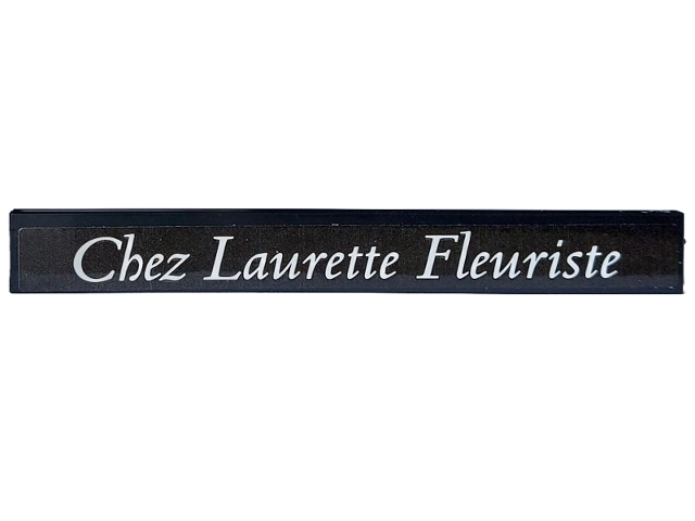 Tile 1 x 8 with White 'Chez Laurette Fleuriste' Pattern (Sticker) - Set 910032