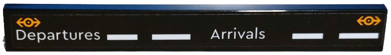 Tile 1 x 8 with White 'Departures' and 'Arrivals' Train Schedule Header with Bright Light Orange Logos Pattern (Sticker) - Set 910034