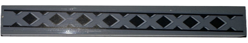 Tile 1 x 8 with X-Shaped Lattice Border with Black Lines, Diamonds and Triangles Pattern (Sticker) - Set 77015