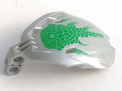 Bionicle Bohrok Windscreen 4 x 5 x 7 with Green Scales and Lehvak-Kal Logo Pattern