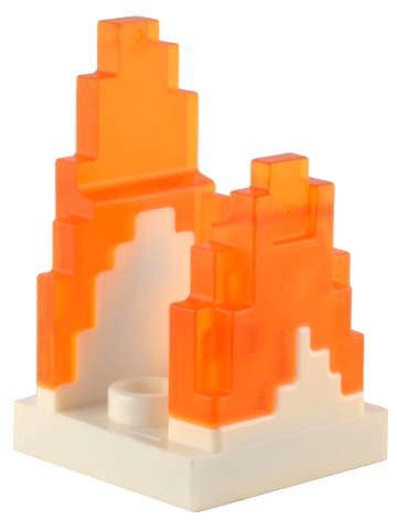 Wave Pixelated (Flame) on Plate 2 x 2 with 2 Studs in Center with Molded Trans-Orange Fire Pattern