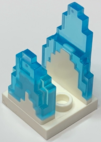 Wave Pixelated (Flame) on Plate 2 x 2 with 2 Studs in Center with Molded Trans-Light Blue Fire Pattern