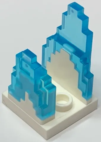 Wave Pixelated (Flame) on Plate 2 x 2 with 2 Studs in Center with Molded Trans-Light Blue Fire Pattern