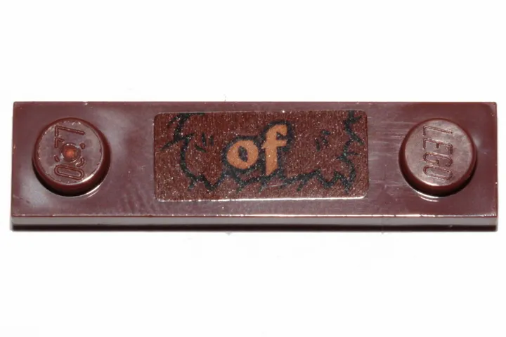 Plate, Modified 1 x 4 with 2 Studs with Groove with 'of' and Fur Pattern (Sticker) - Set 30628