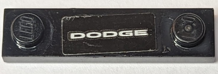 Plate, Modified 1 x 4 with 2 Studs with Groove with Silver 'DODGE' Pattern (Sticker) - Set 75893