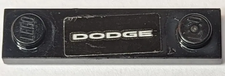 Plate, Modified 1 x 4 with 2 Studs with Groove with Silver 'DODGE' Pattern (Sticker) - Set 75893