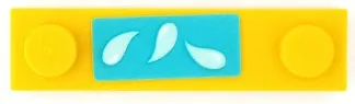 Plate, Modified 1 x 4 with 2 Studs with Groove with 3 Light Aqua Water Drops on Medium Azure Background Pattern (Sticker) - Set 41429