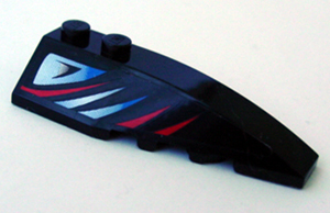 Wedge 6 x 2 Right with Sleek Red and Bluish Silver Pattern (Sticker) - Set 8669