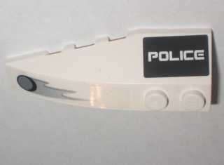 Wedge 6 x 2 Right with 'POLICE' on Black Background and Hole with Flames Pattern (Stickers) - Set 5969