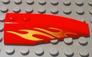 Wedge 6 x 2 Right with Orange and Yellow Flames Pattern (Sticker) - Set 8667