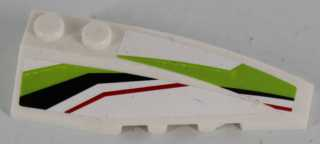Wedge 6 x 2 Right with Black, Lime and Red Stripes Pattern (Stickers) - Set 8864
