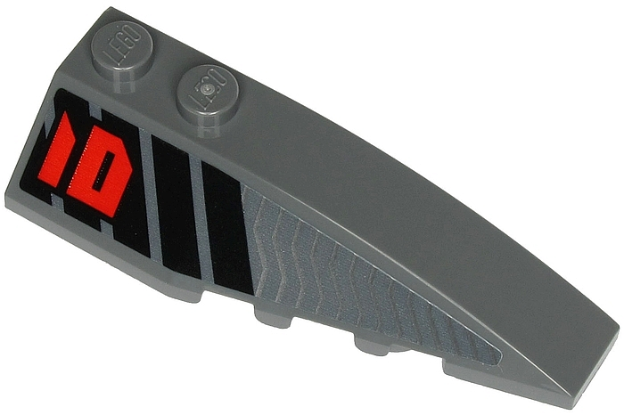 Wedge 6 x 2 Right with Red Number 01 and Black and Silver Stripes Pattern (Sticker) - Set 71713