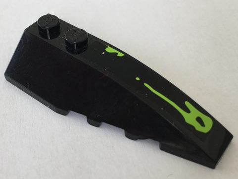 Wedge 6 x 2 Right with Lime Slime on Black Background Pattern (Sticker) - Set 70133
