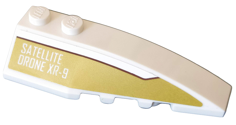 Wedge 6 x 2 Right with 'SATELLITE DRONE XR-9' on Gold Background Pattern (Sticker) - Set 75970