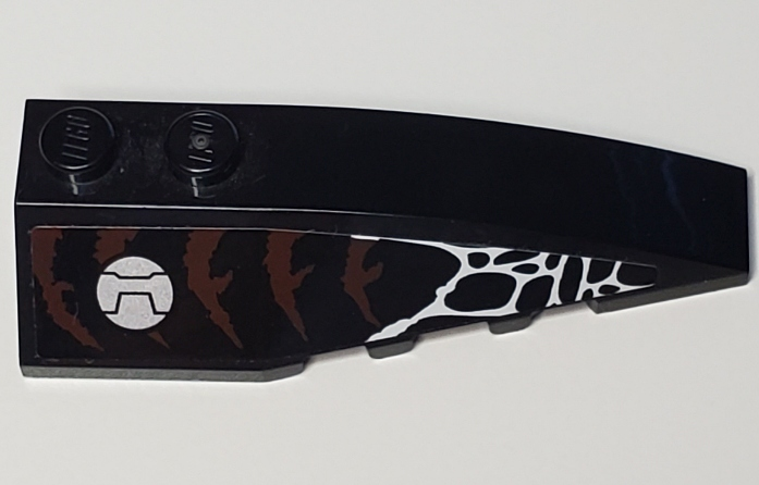 Wedge 6 x 2 Right with Silver Circle, Reddish Brown and White Scales Pattern (Sticker) - Set 70134